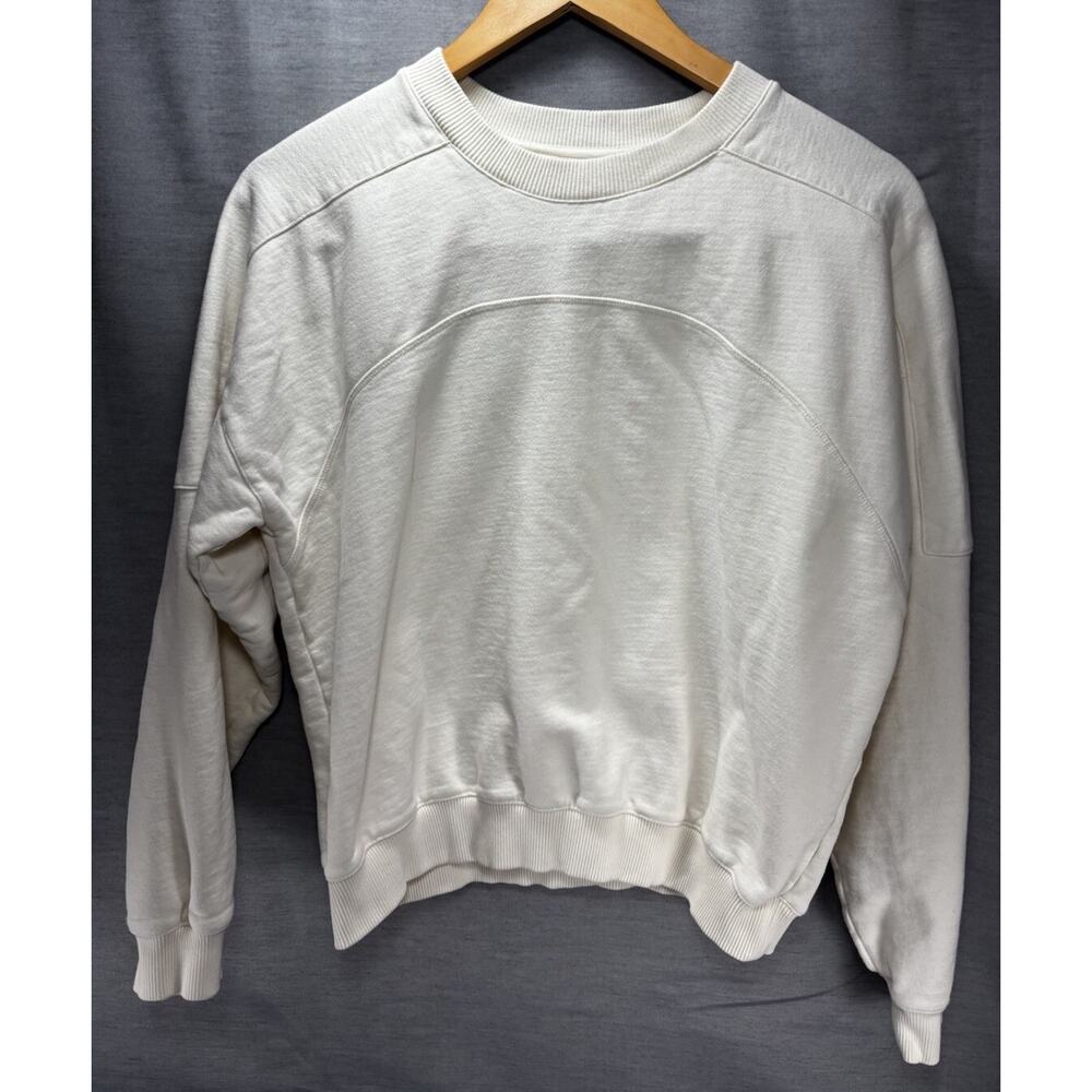 Outdoor Voices Sweatshirt Cream XS Pullover Crew‎ Neck Organic Cotton Oversized